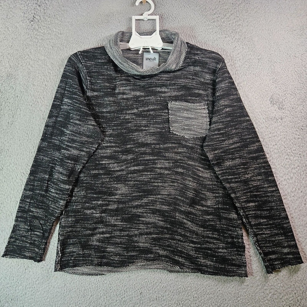 incult London Sweater Women XL‎ Mock Neck Knit Black White